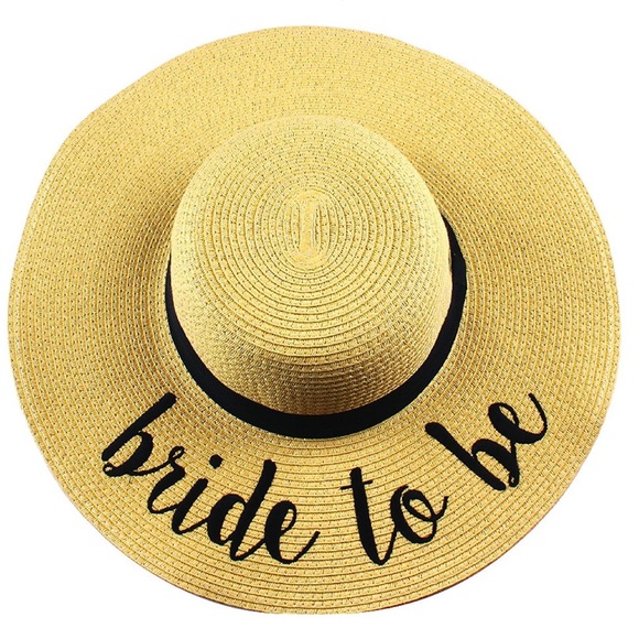 Bride to be floppy half beach hat straw hat new - Picture 2 of 3